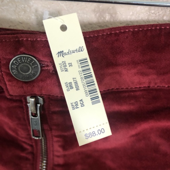 Madewell Stretch Velveteen Zip Mini Skirt NWT - Picture 6 of 6